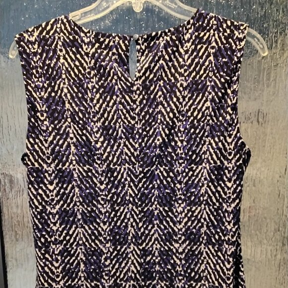 Calvin Klein: Purple/Black/White/Gray Sleeveless Blouse - Picture 3 of 3